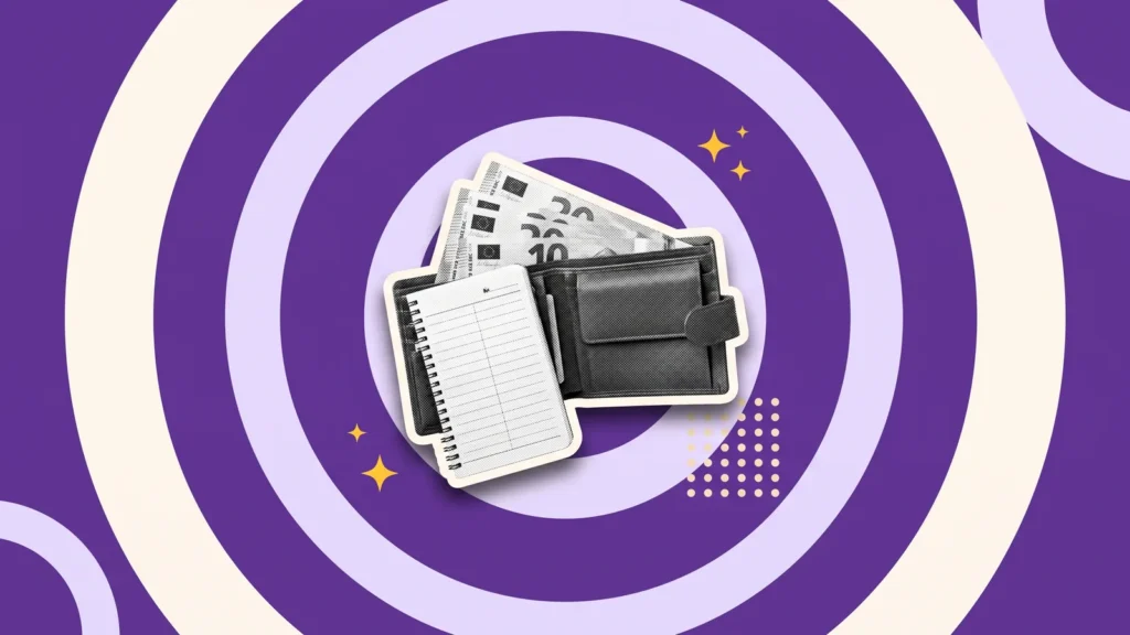 Portefeuille ouvert avec des billets et un carnet de budget, pour prévoir son budget d'étudiant en France