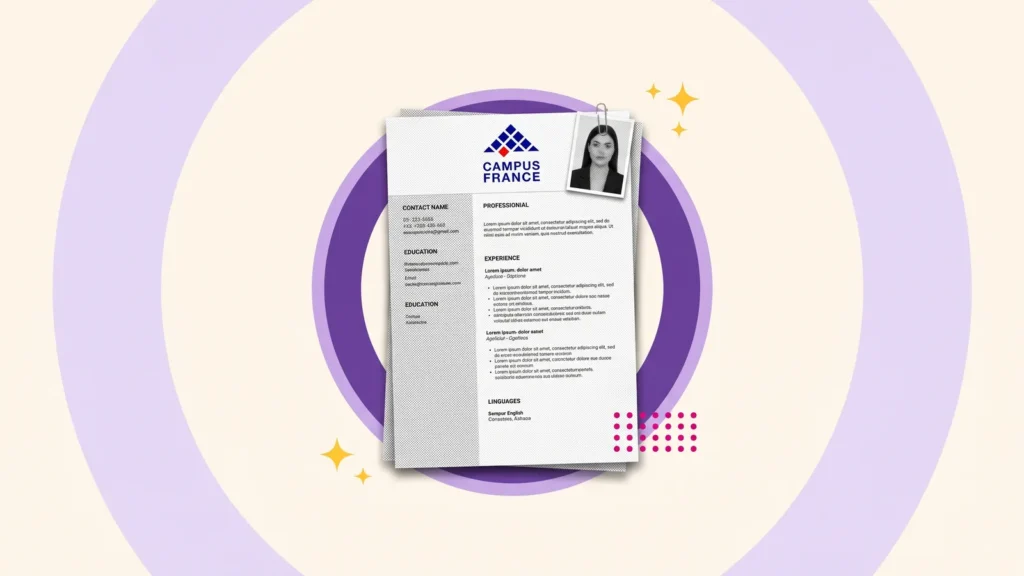 CV avec photo et logo Campus France, pour un CV étudiant réussi