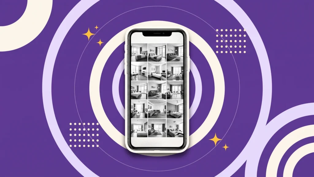 Téléphone affichant des annonces de logements, pour les plateformes de logement étudiant