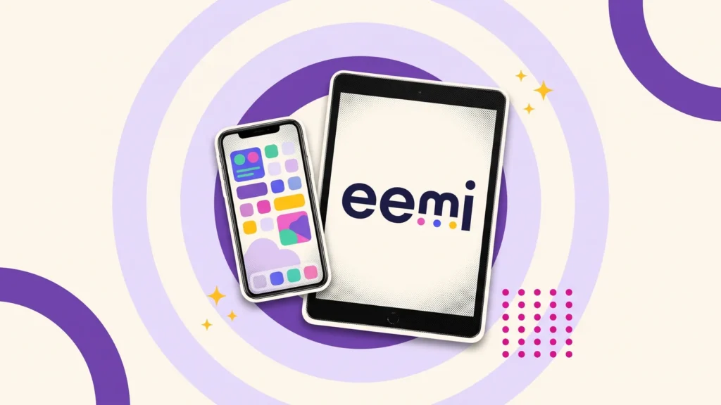 Téléphone et tablette affichant le logo de l'EEMI, école du digital en France
