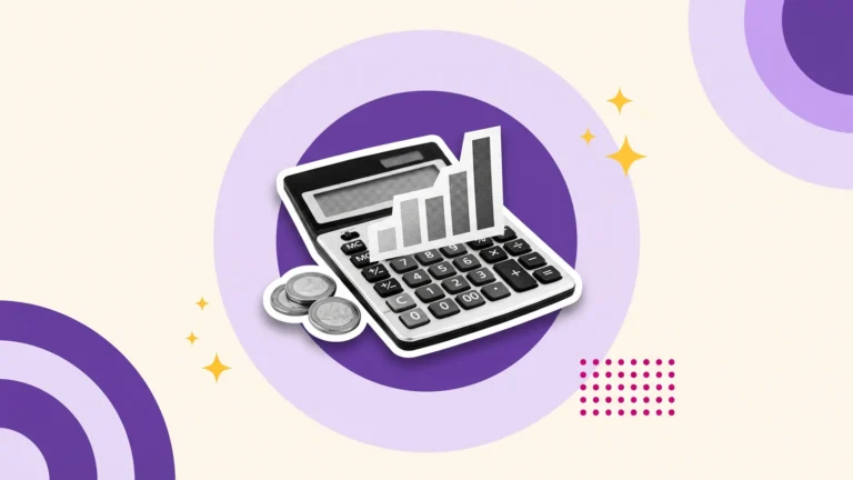 Calculatrice, graphique en hausse et pièces de monnaie, symboles des études de gestion et de finance