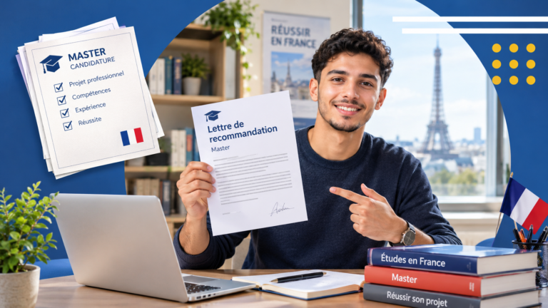 Étudiant marocain préparant une lettre de recommandation pour candidater en master en France